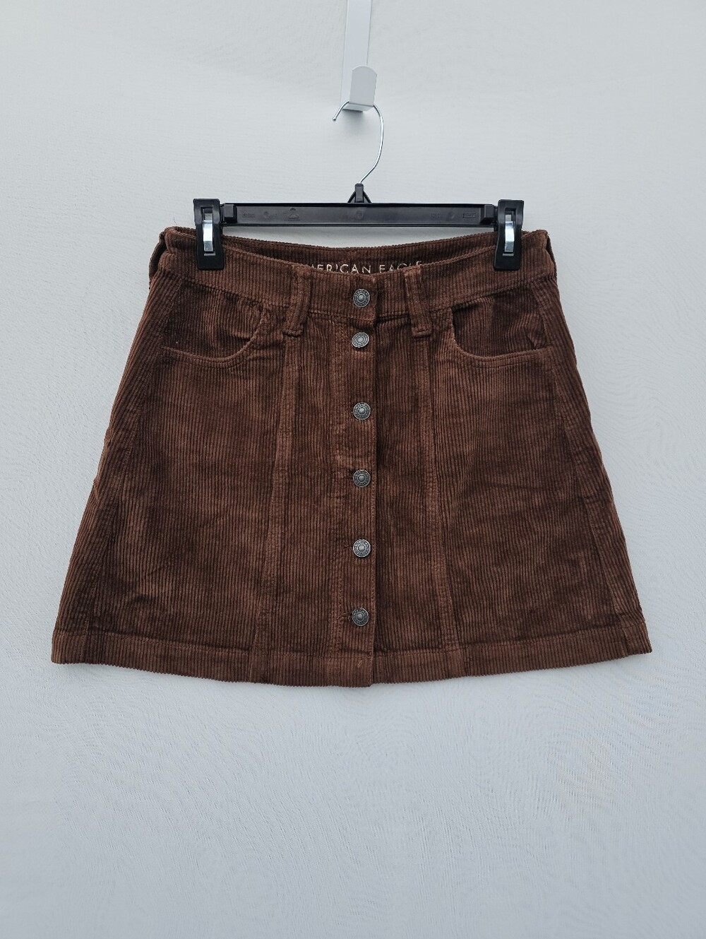 American Eagle Brown Corduroy Button-Front Mini Skirt - Size 4 Super Hi-Rise